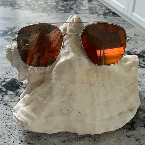 Vintage Topbar Top Bar Sunnies sunglasses unisex gold frame orange tint - Picture 1 of 12
